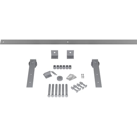 Ekena Millwork Premium J-Strap Barn Door Hardware Set w/ 6' Track for 2 1/4" Doors, Flint Gray GB60015H6FG